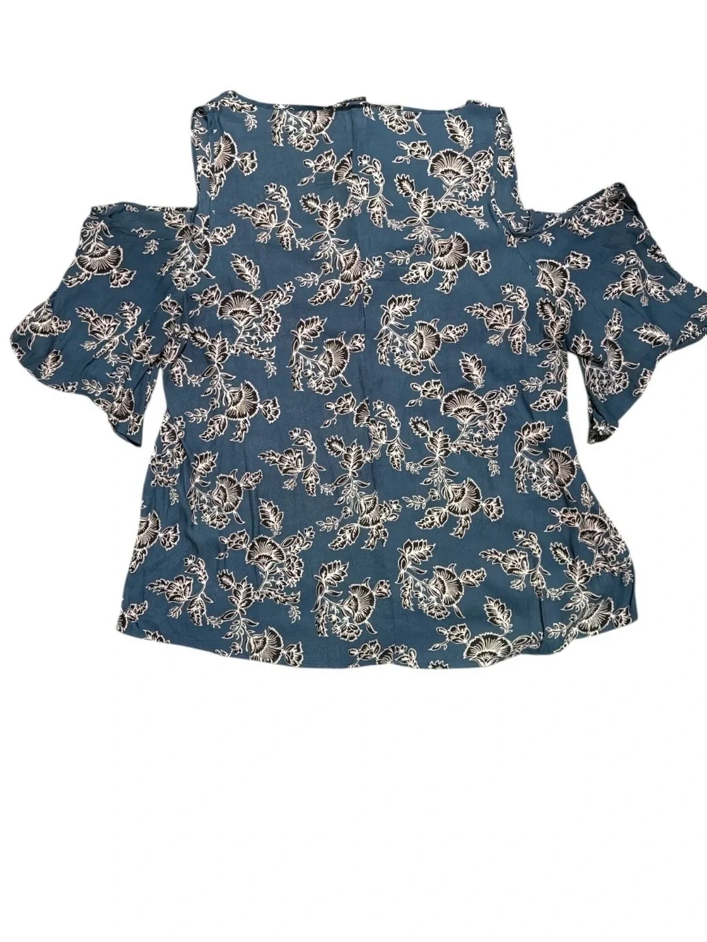 Torrid Floral Cold Shoulder Semi Sheer Blouse Woman’s Blue Boho Top Torrid 1 - Picture 4 of 7